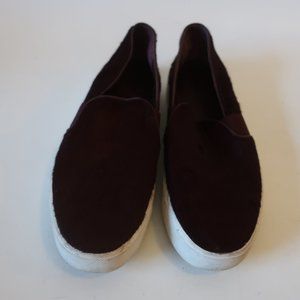 VINCE "BERLIN" CALF HAIR BURGUNDY SLIP ON SNEAKERS 39 EUR/US 8 *